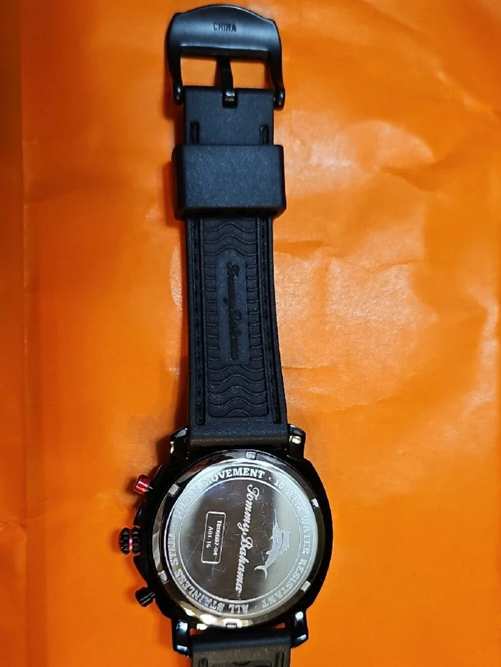 Tommy Bahama Black and Red Men's Quartz Chronograph Atlantis Sports Watch.